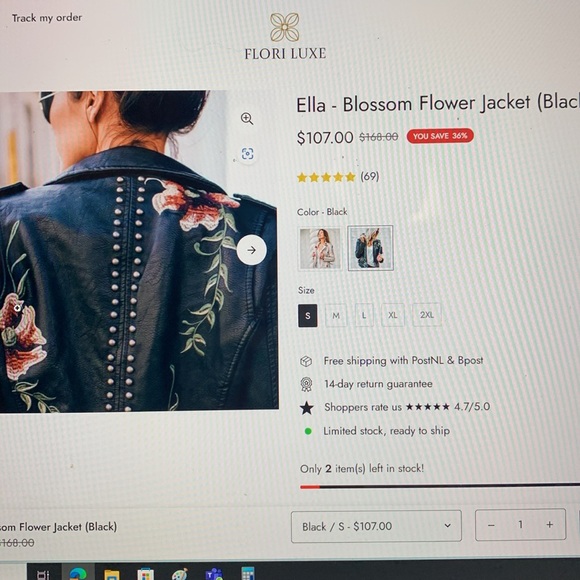 FloriLuxe NWT Black Blossom Jacket - Picture 11 of 15